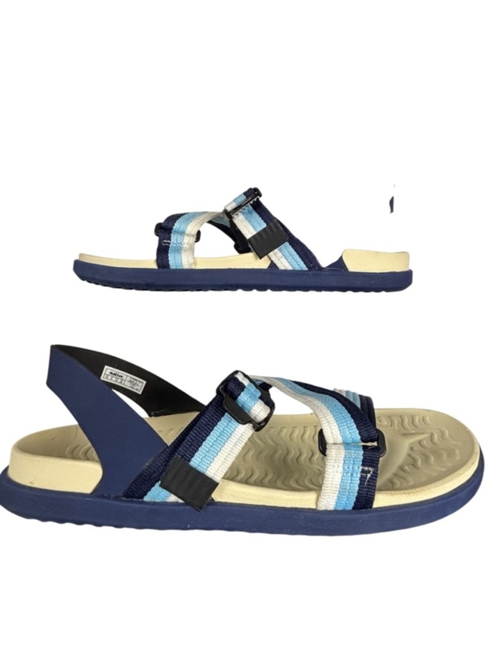 Native Sandals Blue White Strappy Webbing Men’s Size 10